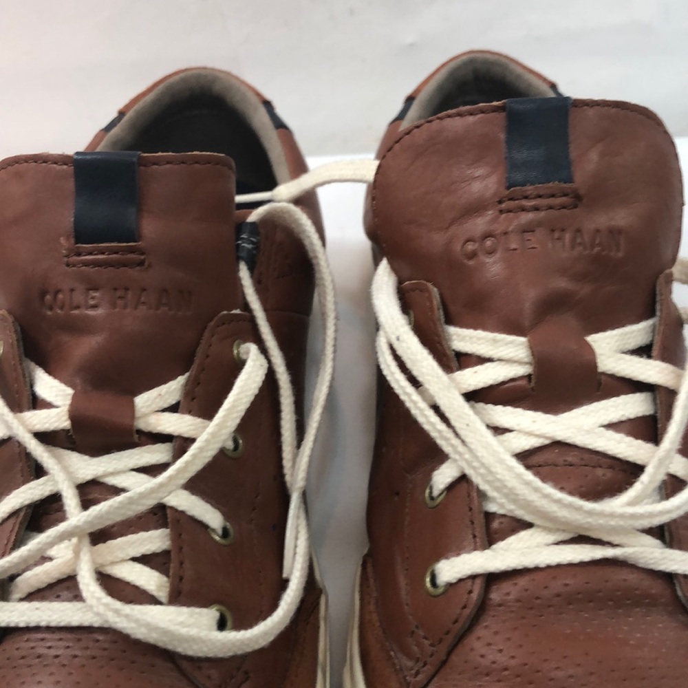 Cole Haan Cognac Leather Low Sneakers Size 11.5 - Picture 7 of 8
